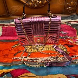 Glamorous Metallic Pink Crossbody Bag